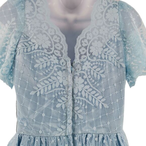Vintage 1960s Powder Blue Lace Cap Sleeve Dress - Picture 4 of 7